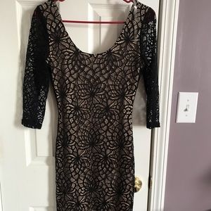 Windsor black floral lace dress with nude lining